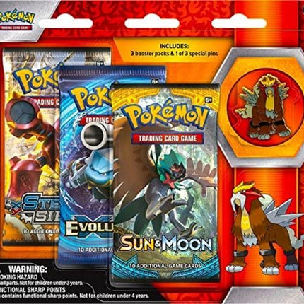 Entei Pin - Pokemon - 3x Booster Blister Pack - Sealed - New
