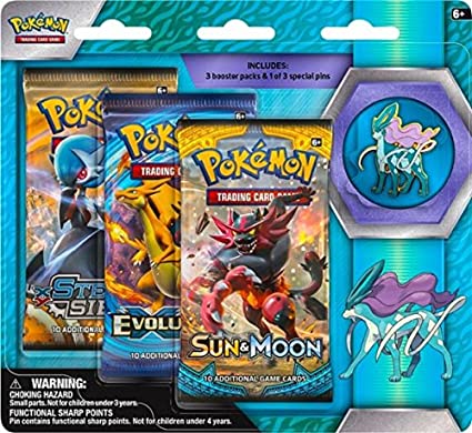 Suicune Pin - Pokemon - 3x Booster Blister Pack - Sealed - New