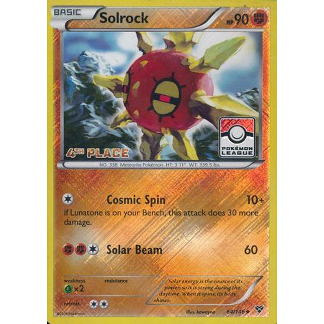 Solrock (64/146) (4th Place League Challenge Promo) [XY: Base Set]
