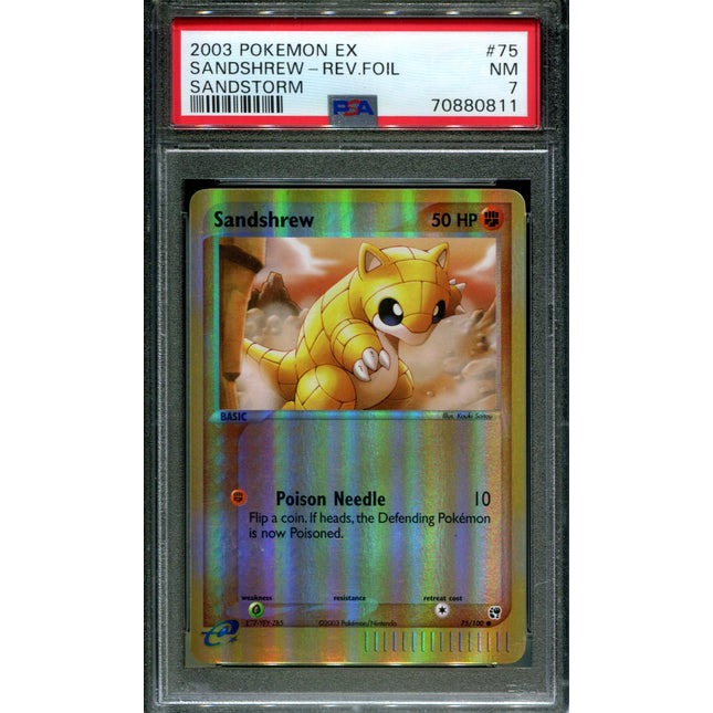 Sandshrew - 75/100 - PSA 7 - Reverse Holo - Sandstorm - Pokemon - 80811