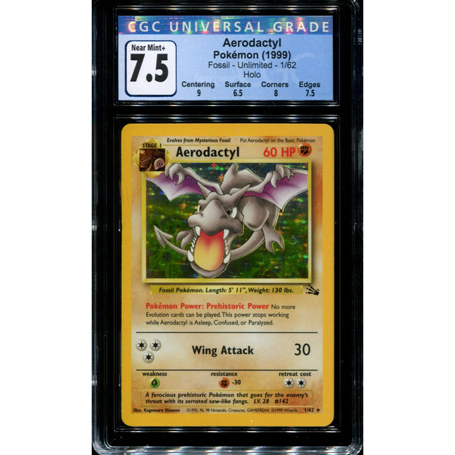 Aerodactyl - 1/62 - CGC 7.5 - Unlimited - Fossil - 36312
