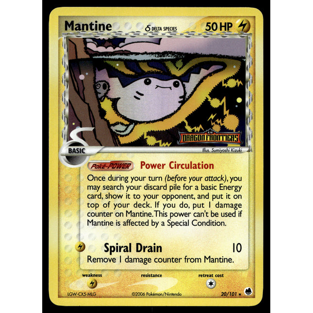 Mantine - 20/101 - NM - Reverse Holo - Dragon Frontiers - Pokemon - A9-67