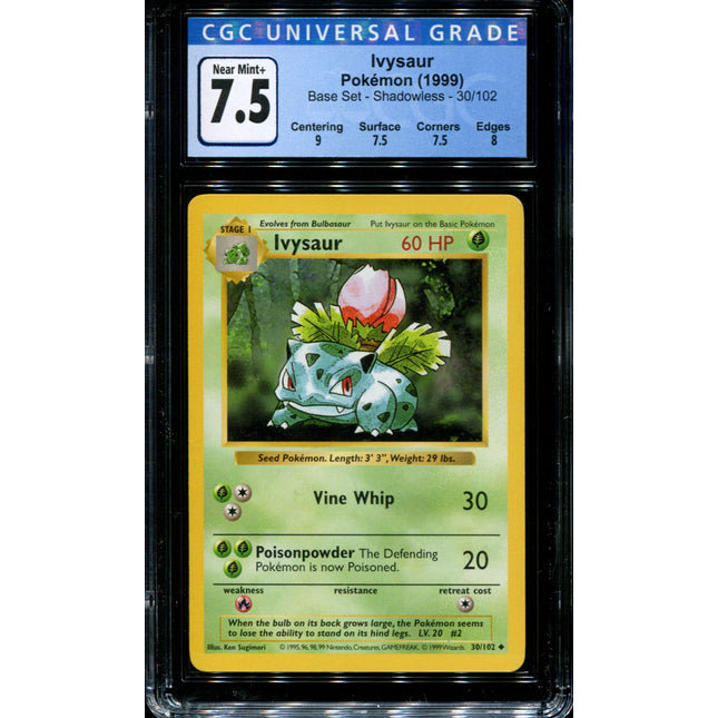 Ivysaur - 30/102 - CGC 7.5 - Shadowless - Base Set - Pokemon - 36180