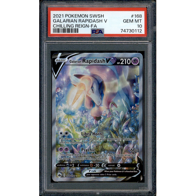 Galarian Rapidash V - 168/198 - PSA 10 - Alt Art - Chilling Reign - Pokemon - 30112
