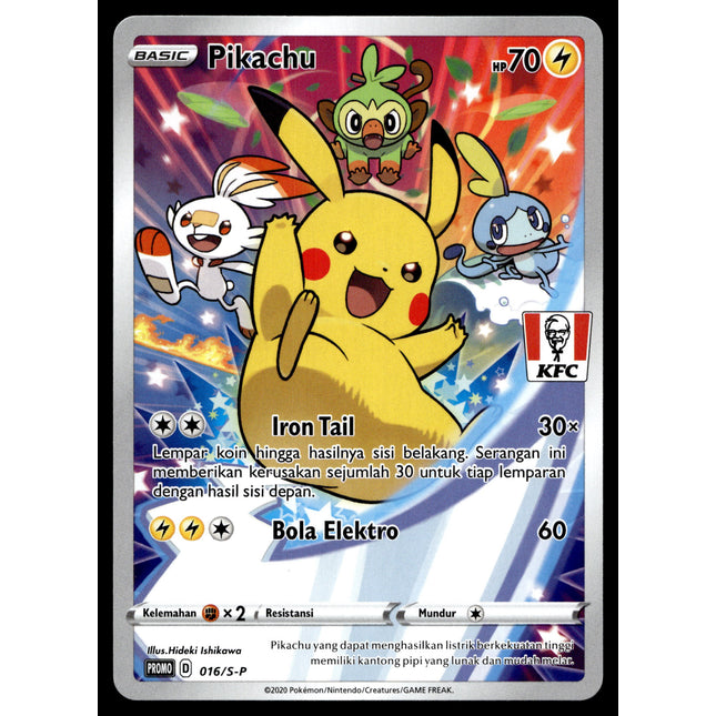 Pikachu - 016/S-P - PSA NM - Indonesian - KFC - Promo - Pokemon - A1-43