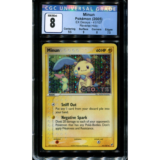 Minun - 41/107 - CGC 8 - Reverse Holo - Ex Deoxys - 36619