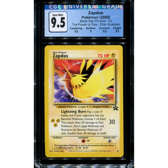 Zapdos - 23 - CGC 9.5 Gem Mint - ERROR - Black Star Promo - Pokemon - 37355