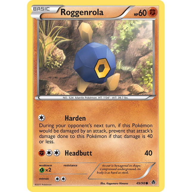 Roggenrola (49/98) (Cracked Ice Holo) (Blister Exclusive) [Black & White: Emerging Powers]
