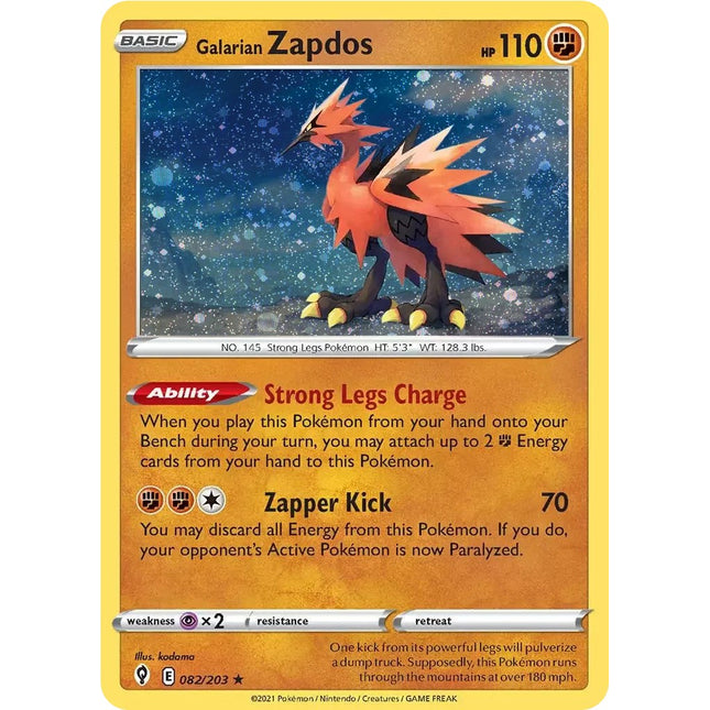 Galarian Zapdos (082/203) (Cosmos Holo) [Sword & Shield: Evolving Skies]