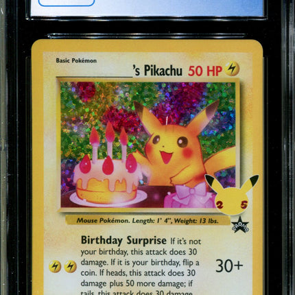 Birthday Pikachu - 24 - CGC 10 - Celebrations - Black Star Promo - Pokemon - 91013