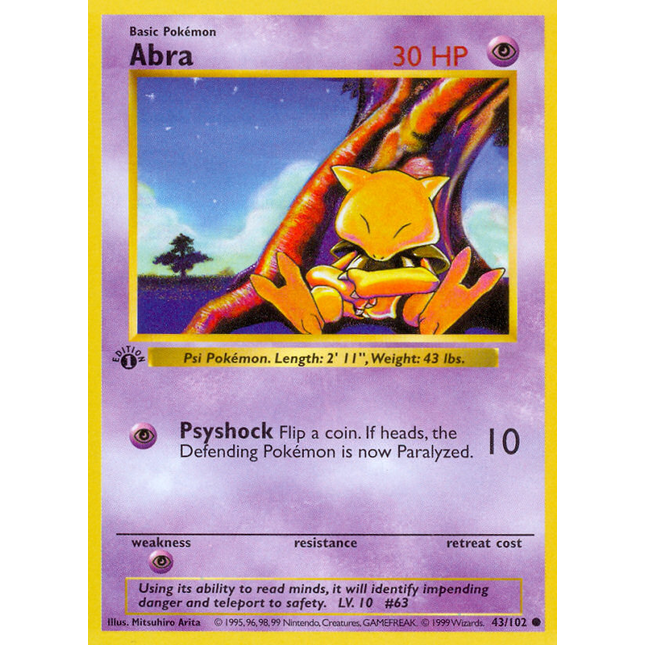 Abra (43/102) (Shadowless) [Base Set 1st Edition]