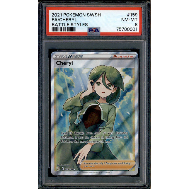 Cheryl - 159/163 - PSA 8 - Full Art - Battle Styles - Pokemon - 80001
