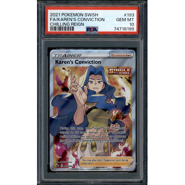 Karen's Conviction - 193/198 - PSA 10 - Full Art - Chilling Reign - Pokemon - 18199