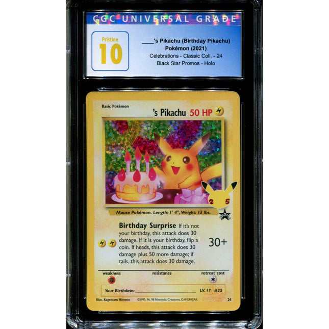 Birthday Pikachu - 24 - CGC 10 - Promo Holo - Celebrations - Pokemon - 58096
