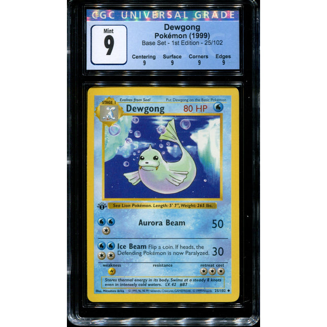 Dewgong - 1st Edition - 25/102 - CGC 9 - Base Set - Pokemon - 65039
