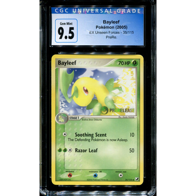 Bayleef - 35/115 - CGC 9.5 - EX Unseen Forces - Prerelease - Pokemon - 94018