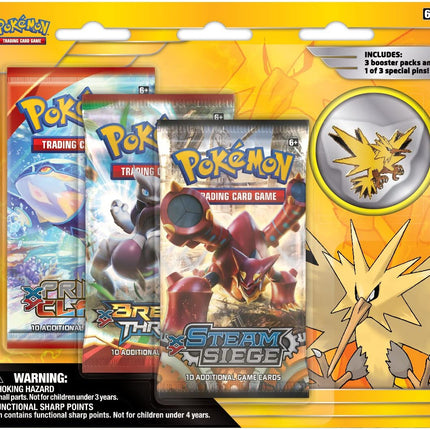 Zapdos Pin - Pokemon - 3x Booster Blister Pack - Sealed - New