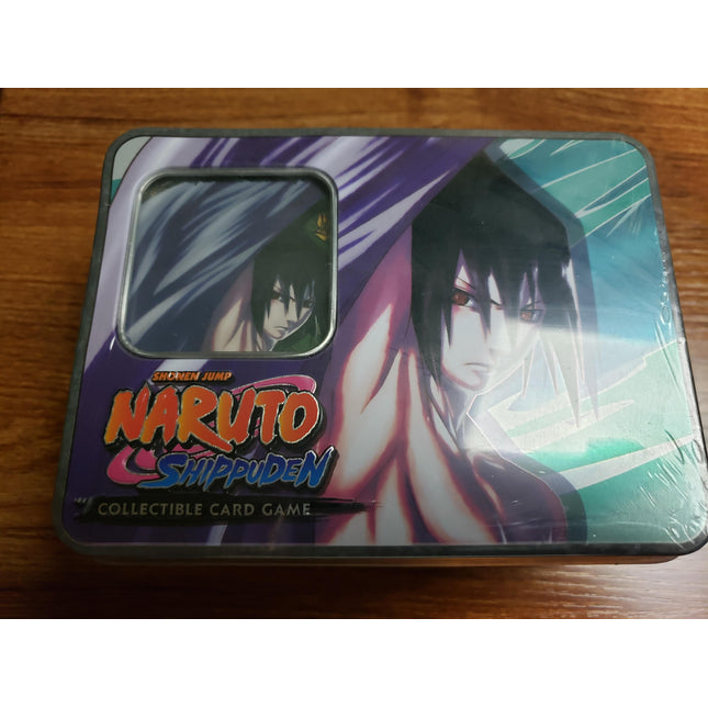 Sasuke Shattered Bond Tin - Set 22 & 23 - 4 Booster Packs (2 Weapons of War, 2 Invasion) - Naruto CCG Card Game - Sealed
