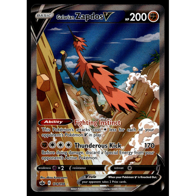 Galarian Zapdos V - 174/198 - NM - Alt Art - Chilling Reign - Pokemon - A6-39