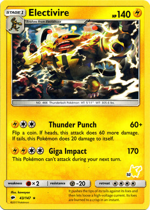 Electivire (43/147) (Pikachu Stamp #32) [Battle Academy 2020]