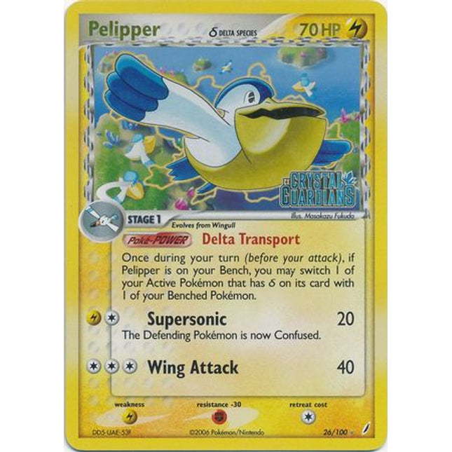 Pelipper (26/100) (Delta Species) (Stamped) [EX: Crystal Guardians]