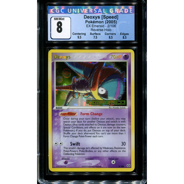 Deoxys - 2/106 - CGC 8 - Reverse Holo - Ex Emerald - 36658