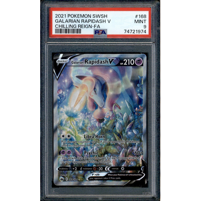 Galarian Rapidash V - 168/198 - PSA 9 - Alt Art - Chilling Reign - Pokemon - 21974