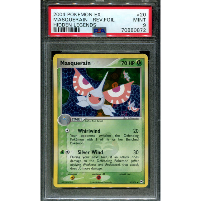 Masquerain - 20/101 - PSA 9 - Reverse Holo - Hidden Legends - Pokemon - 80872
