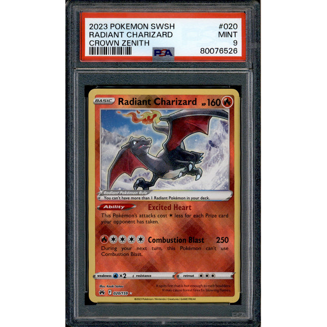 Radiant Charizard - 020/159 - PSA 9 - Reverse Holo - Crown Zenith - Pokemon - 76526