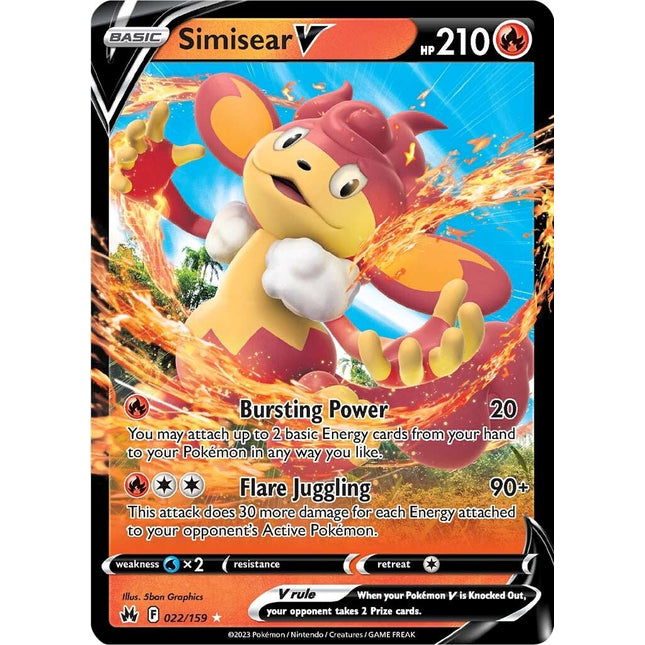 Simisear V (022/159) [Sword & Shield: Crown Zenith]
