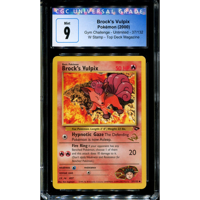 Brock's Vulpix - 37/132 - CGC 9 - Gym Challenge - Unlimited - W Stamp - Pokemon - 92053