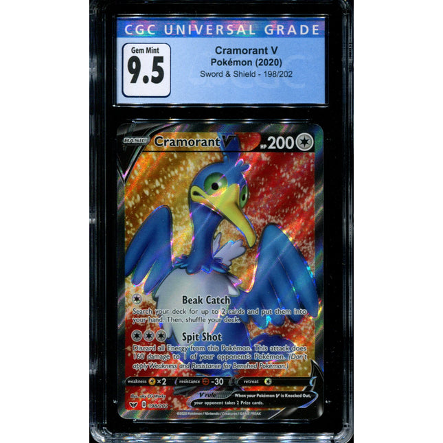 Cramorant V - 198/202 - CGC 9.5 - Full Art - Sword & Shield Base Set - Pokemon - 68089