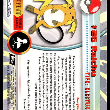 Raichu - 26 - NM - Holo - Topps - Pokemon - A9-60