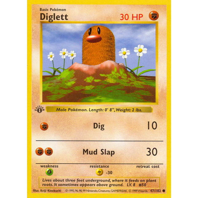 Diglett (47/102) (Shadowless) [Base Set 1st Edition]