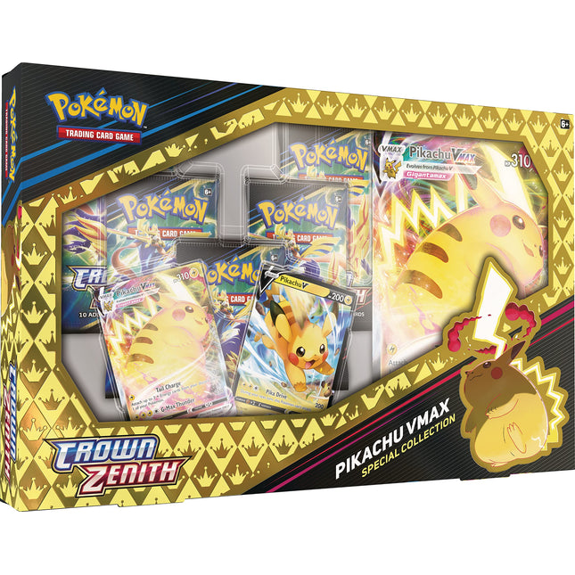 Crown Zenith - Pokemon Collection Box - Pikachu Vmax - Sealed Case of 6x - New