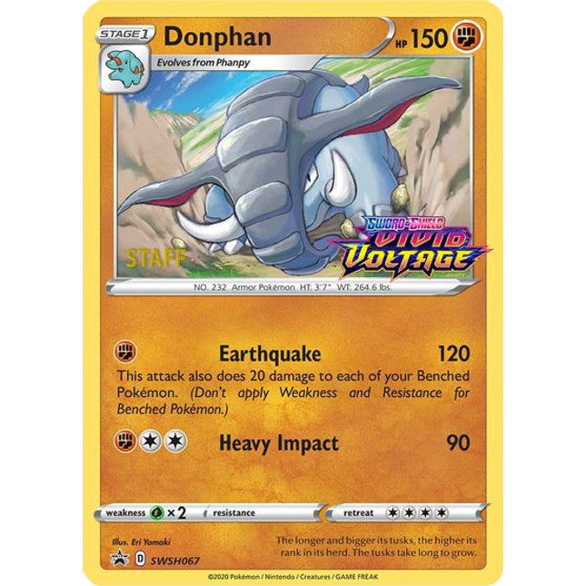 Donphan (SWSH067) (Staff Prerelease Promo) [Sword & Shield: Black Star Promos]