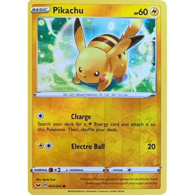 Pikachu (065/202) (Reverse Cosmos Holo) [Sword & Shield: Base Set]