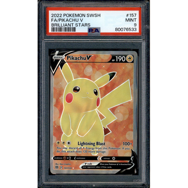 Pikachu V - 157/172 - PSA 9 - Full Art - Brilliant Stars - Pokemon - 76533
