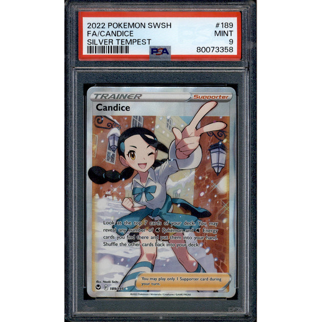 Candice - 189/195 - PSA 9 - Full Art - Silver Tempest - Pokemon - 73358