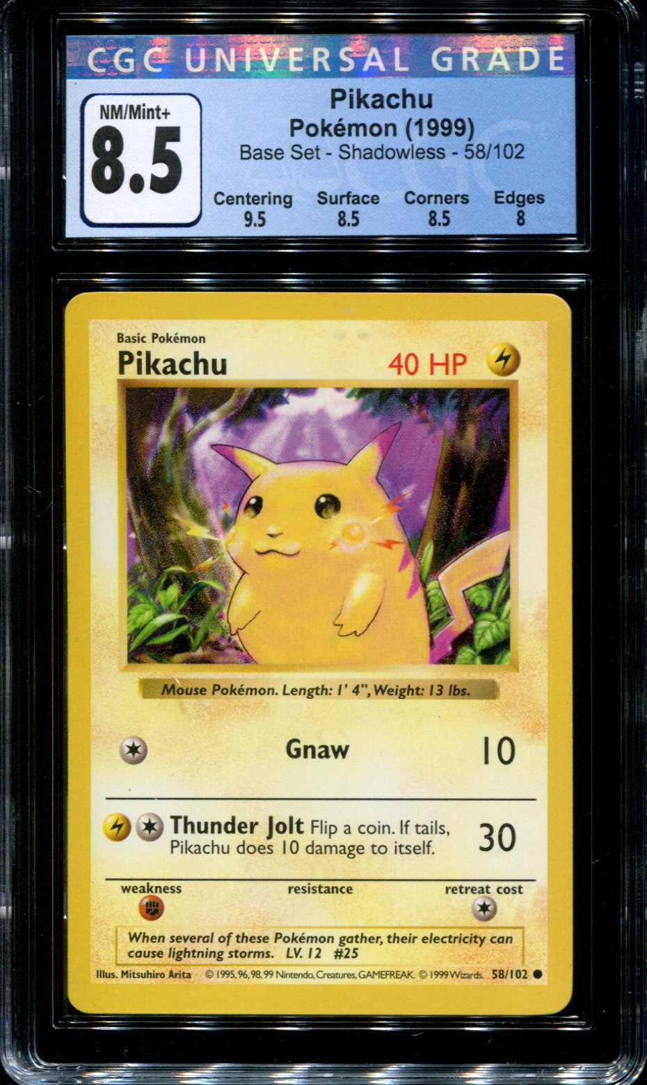 PIKACHU - Base Set - 58/102 - Pokemon Card - Unlimited Edition OG RARE!