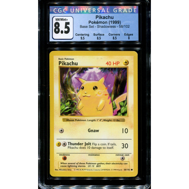 Pikachu - 58/102 - CGC 8.5 - Base Set Shadowless - 36488