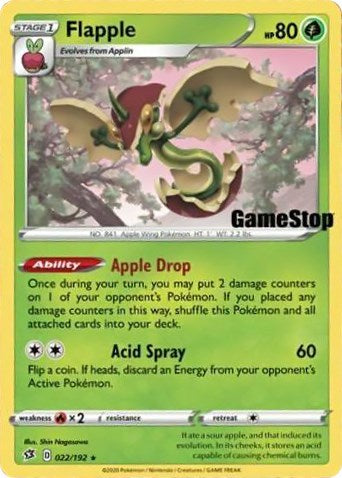 what pokemon set has 192 cards Rock Chestplate (192/198) (SV01: Scarlet & Violet Base Set) holofoil pattern or surface detail) Flapple (022/192) (Gamestop Exclusive) [Sword