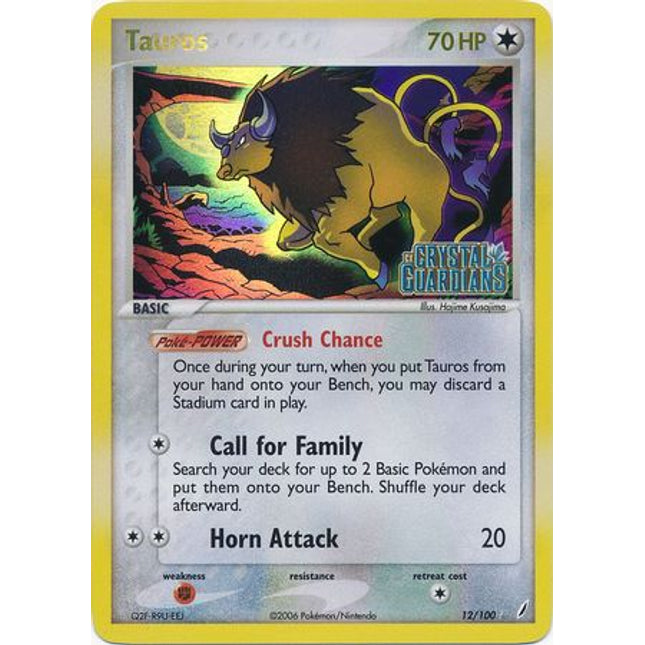 Tauros (12/100) (Stamped) [EX: Crystal Guardians]