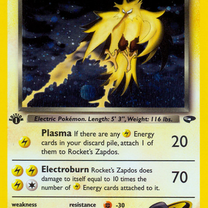 Rocket's Zapdos (15/132) [Gym Challenge 1st Edition]