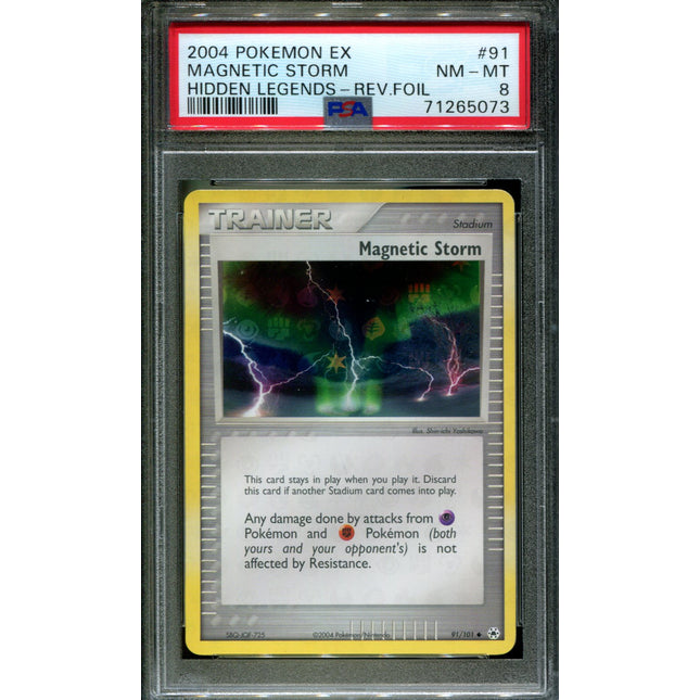 Magnetic Storm - 91/101 - PSA 8 - Reverse Holo - Hidden Legends - Pokemon - 65073