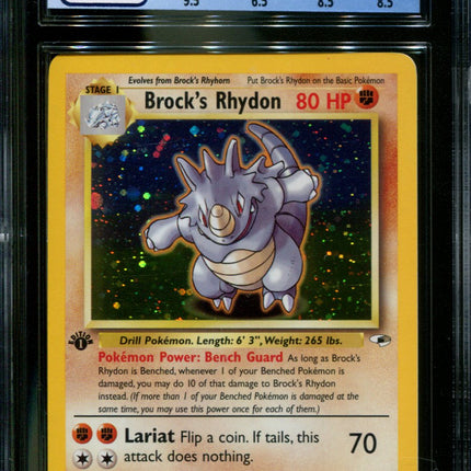 Brock's Rhydon - 2/132 - CGC 7.5 - 1st Edition - Gym Heroes - Pokemon - 48036