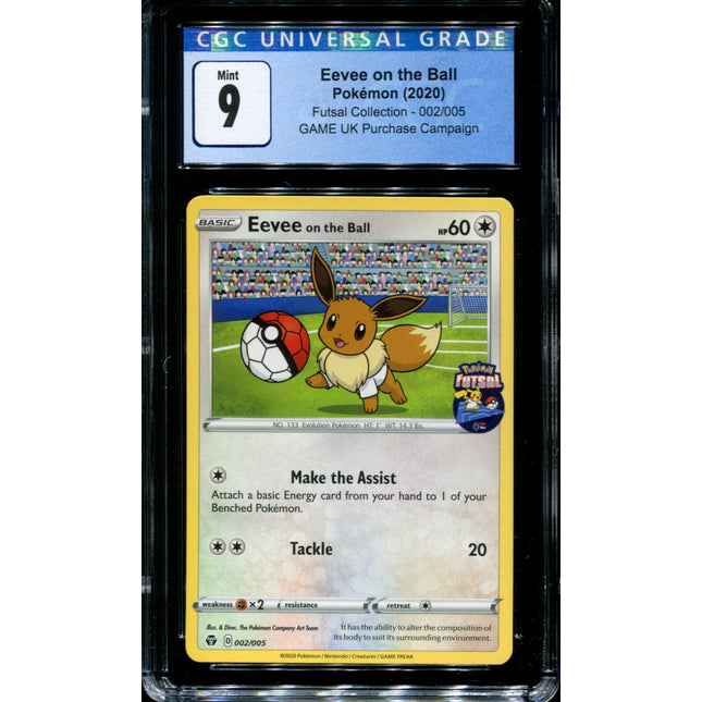 Eevee on the Ball - 002/005 - CGC 9 - Futsal Collection - UK Game Promo - Pokemon -  15023