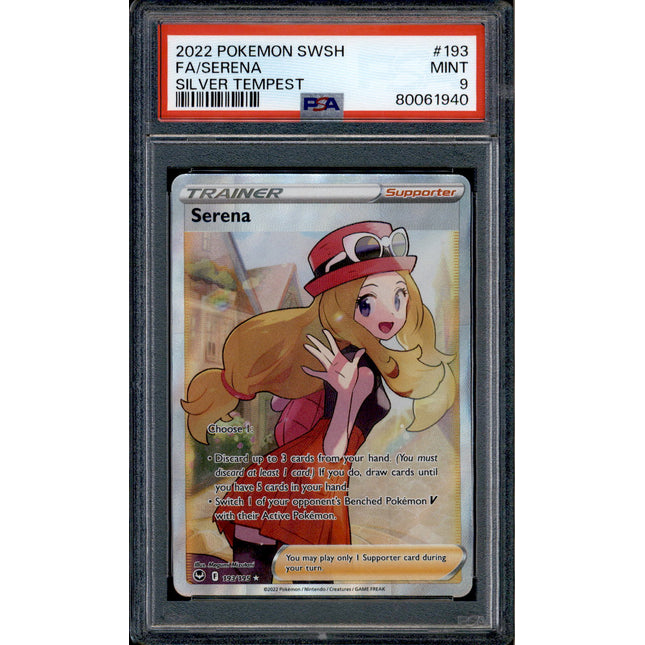 Serena - 193/195 - PSA 9 - Full Art - Silver Tempest - Pokemon - 61940