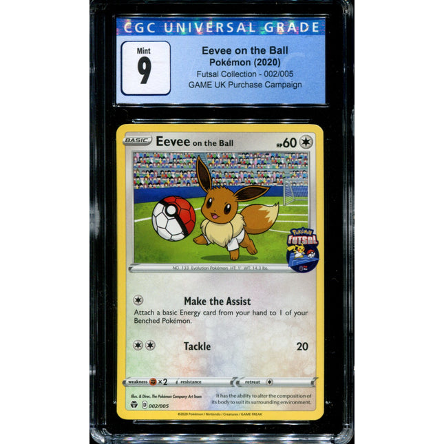 Eevee on the Ball - 002/005 - CGC 9 - Futsal Collection - UK Game Promo - Pokemon -  15034