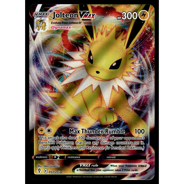 Jolteon Vmax - 051/203 - NM - Ultra Rare - Evolving Skies - Pokemon - A9-100